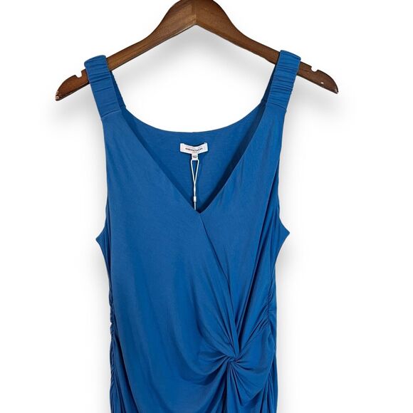 Rebecca Taylor Dress L French Blue Modal Twist Front Slit Sleeveless Midi $345 - Picture 3 of 11